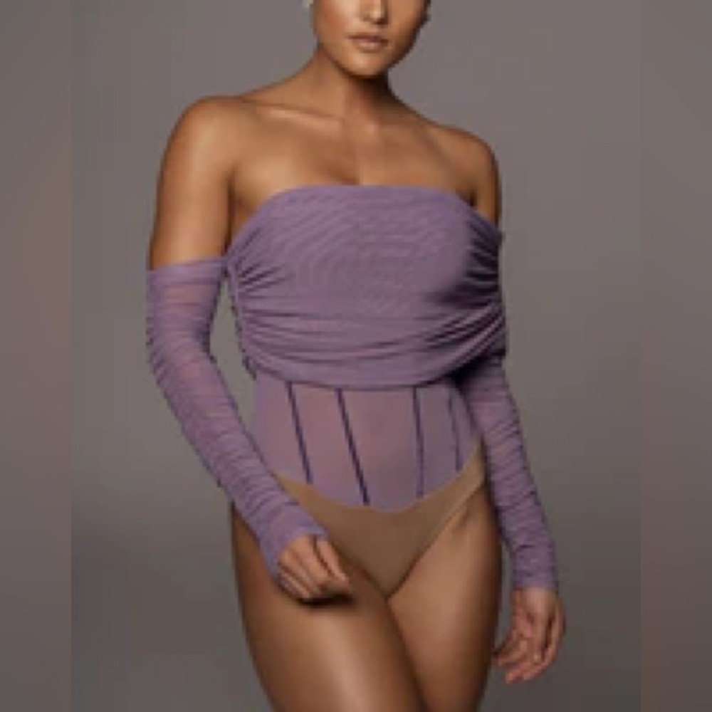 Jluxlabel Purple Sheer Perfection Bodysuit - L